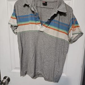 Diesel Gray Polo with Multicolor Stripes